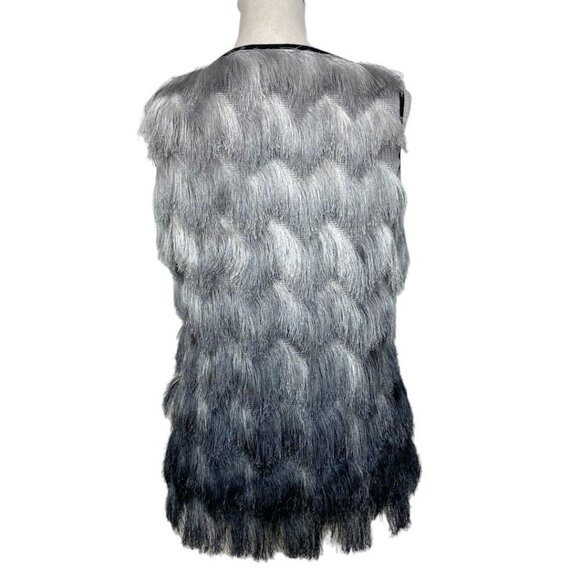 VICOLO SILVER FRINGED PARTY COCKTAIL BURLESQUE TANK TOP - S - Picture 3 of 8